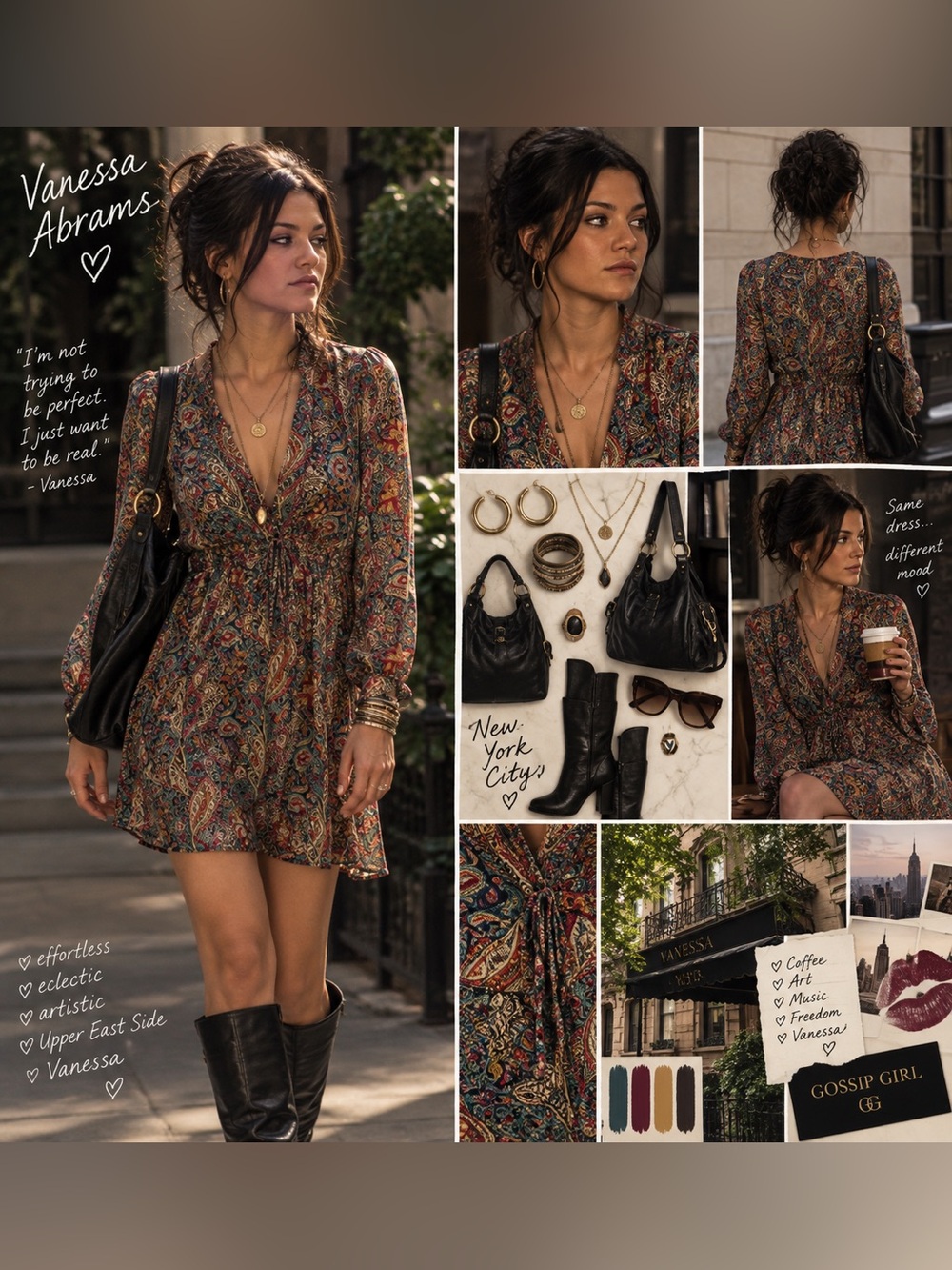 Paisley V-Neck Multicolor Dress | 3XL | 💚 Gossip Girl Vanessa Abrams Core